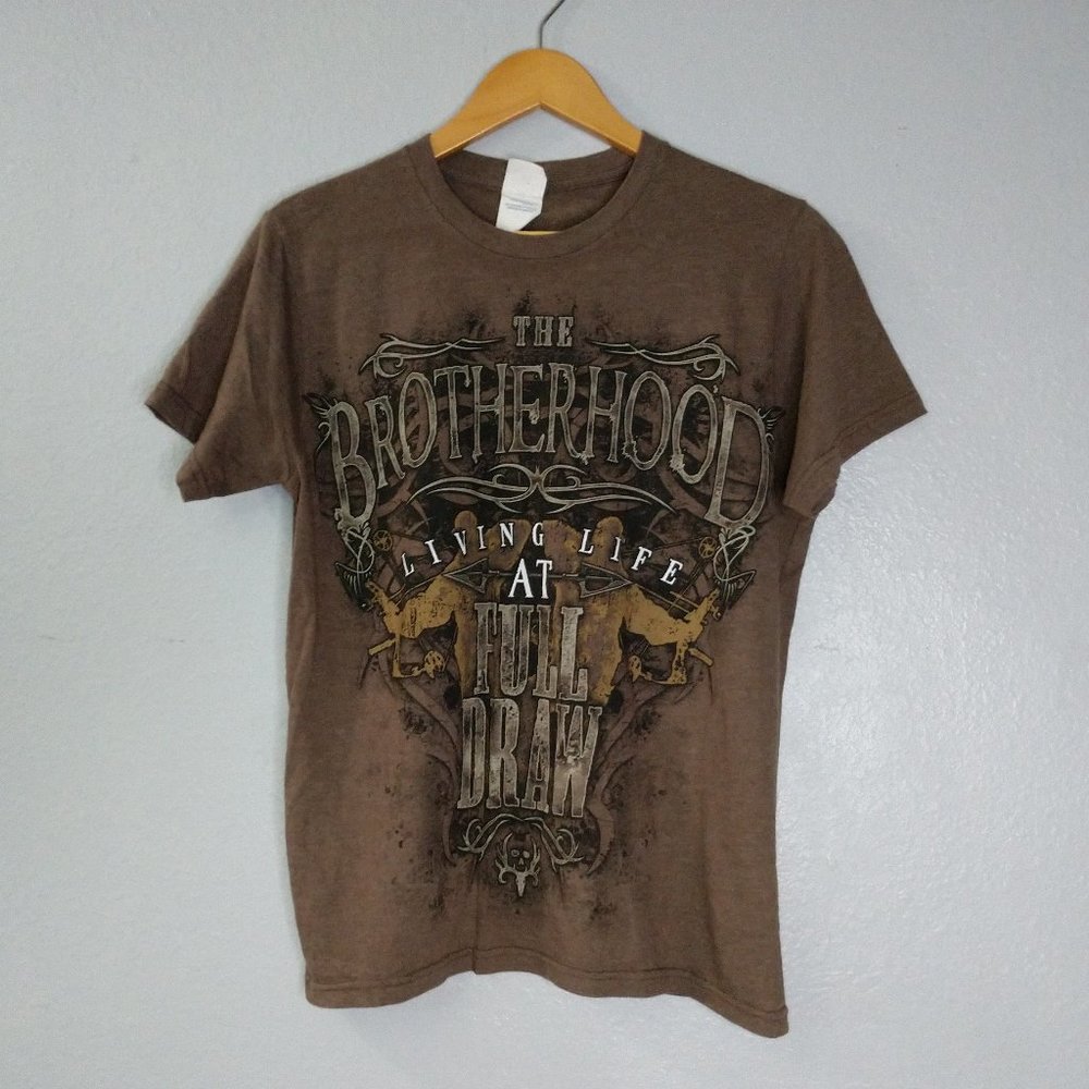 Delta Mens Medium Brown Short Sleeve Archery Shirt Brotherhood